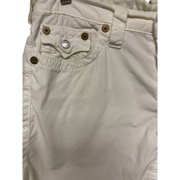 True Religion Women's Jayde White Cut-Off Shorts Size 28 Button Fly Flap Pocket - Picture 2 of 12